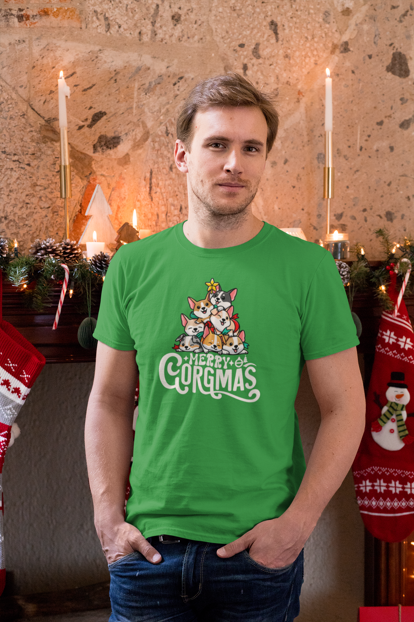 Merry Corgmas Christmas Shirt - Cute Corgi Holiday Design - Cozy Christmas Gift - Corgi Lovers T-Shirt