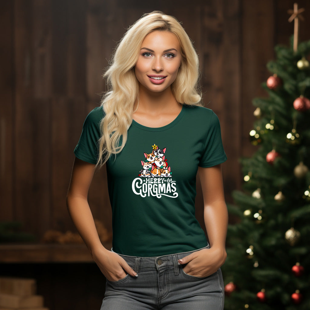 Merry Corgmas Christmas Shirt - Cute Corgi Holiday Design - Cozy Christmas Gift - Corgi Lovers T-Shirt