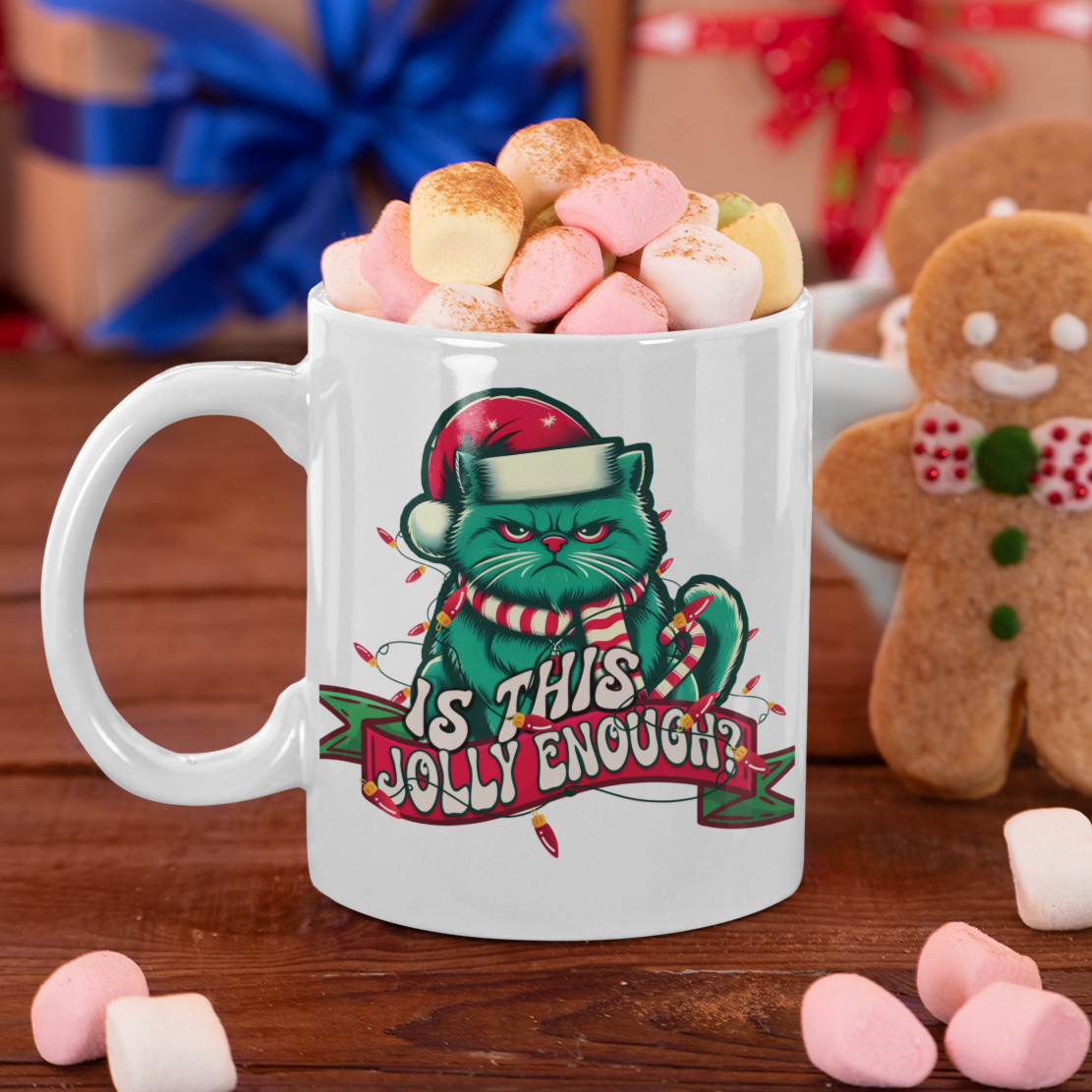 Funny Christmas Cat Coffee Mug Is This Jolly Enough?