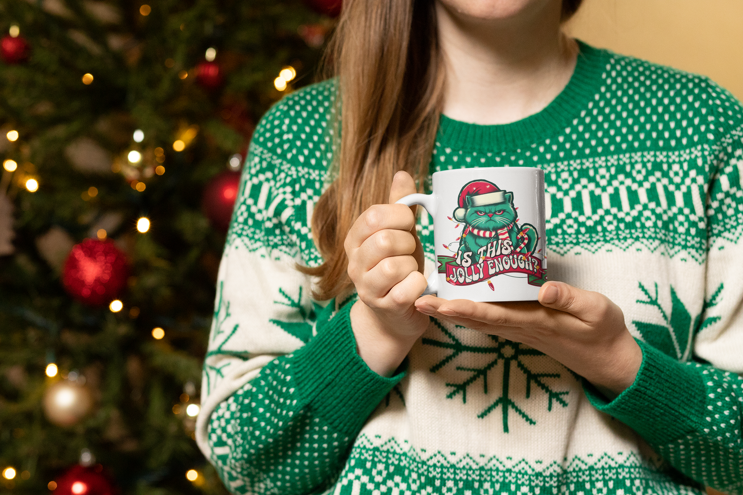 Funny Christmas Cat Coffee Mug Is This Jolly Enough?