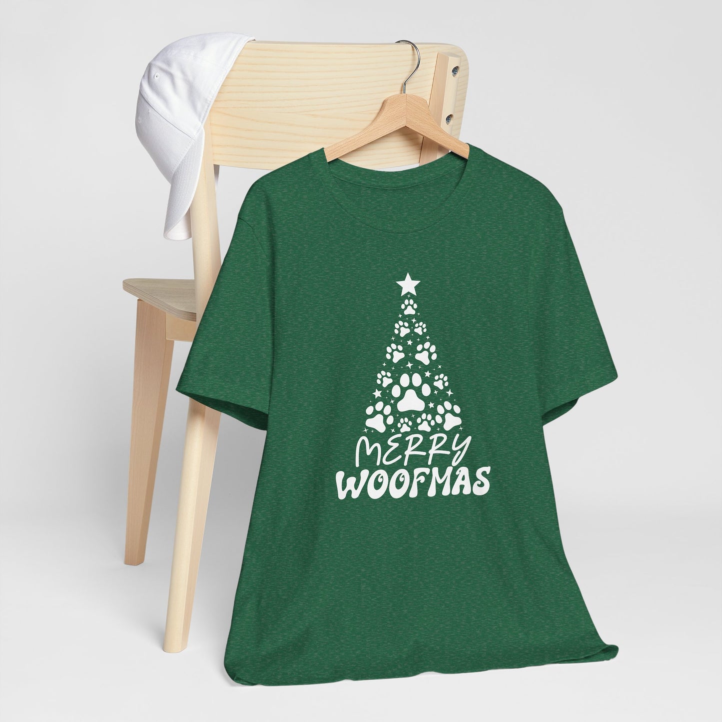 Merry Woofmas Christmas T Shirt Dog Paw Christmas Tree Design Cute Holiday Dog Lover Gift Shirt for Pet Owners